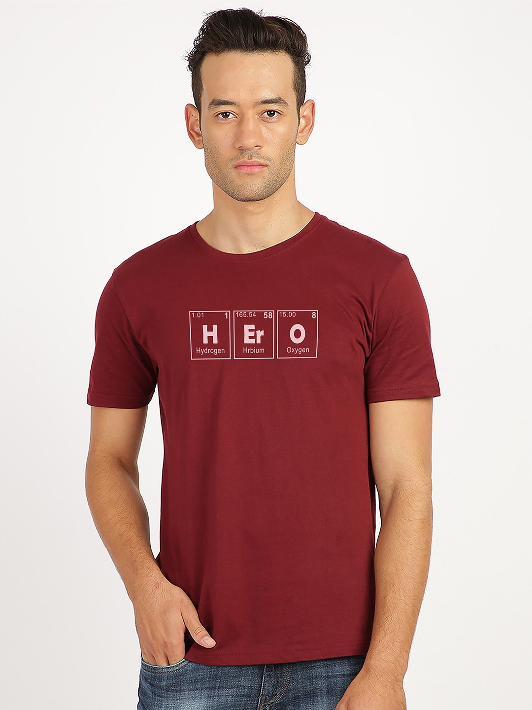 

BLACK RADIO Men Typography Printed Slim Fit Pure Cotton T-shirt, Maroon
