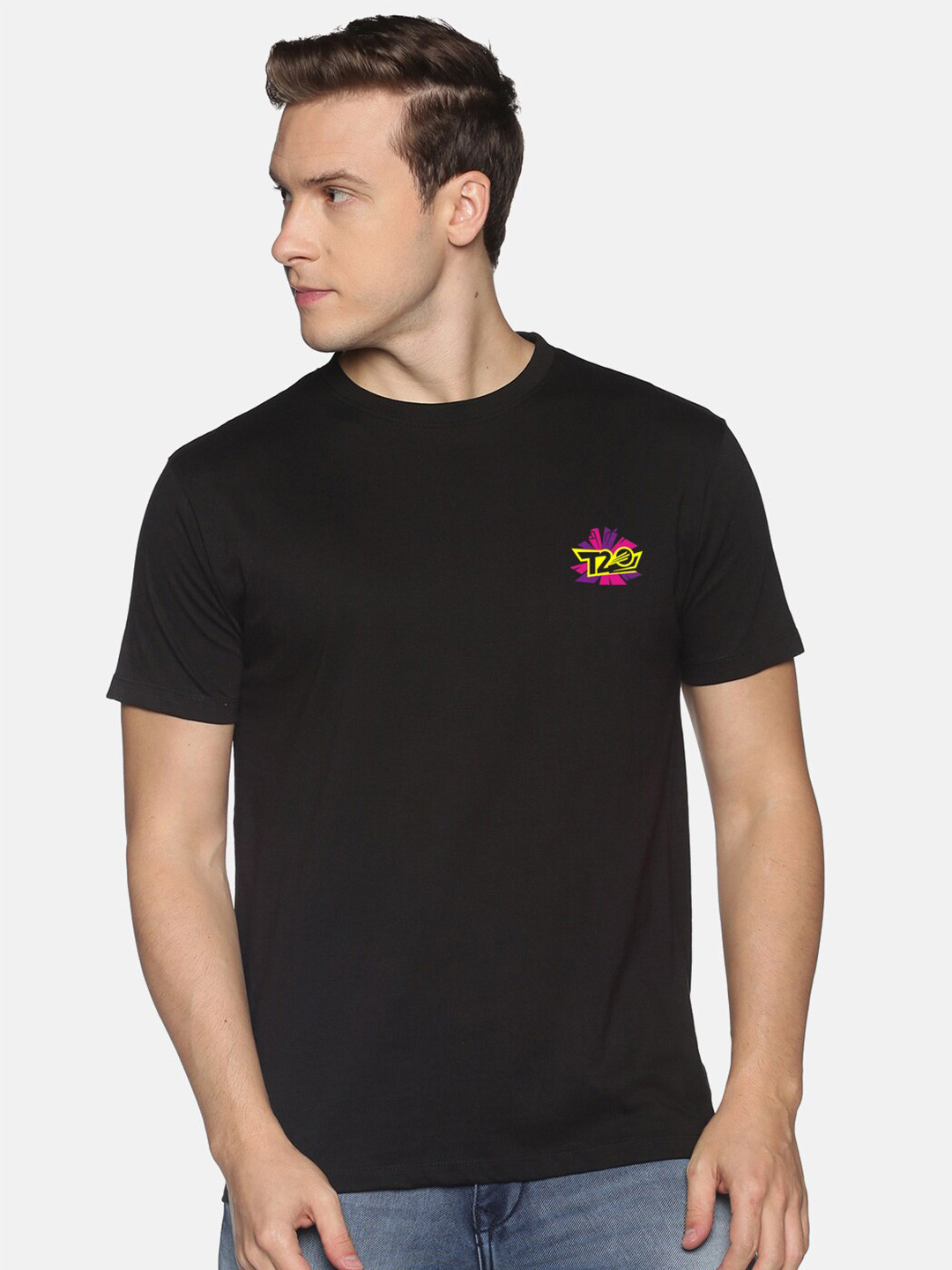 

BLACK RADIO Men Slim Fit Pure Cotton T-shirt