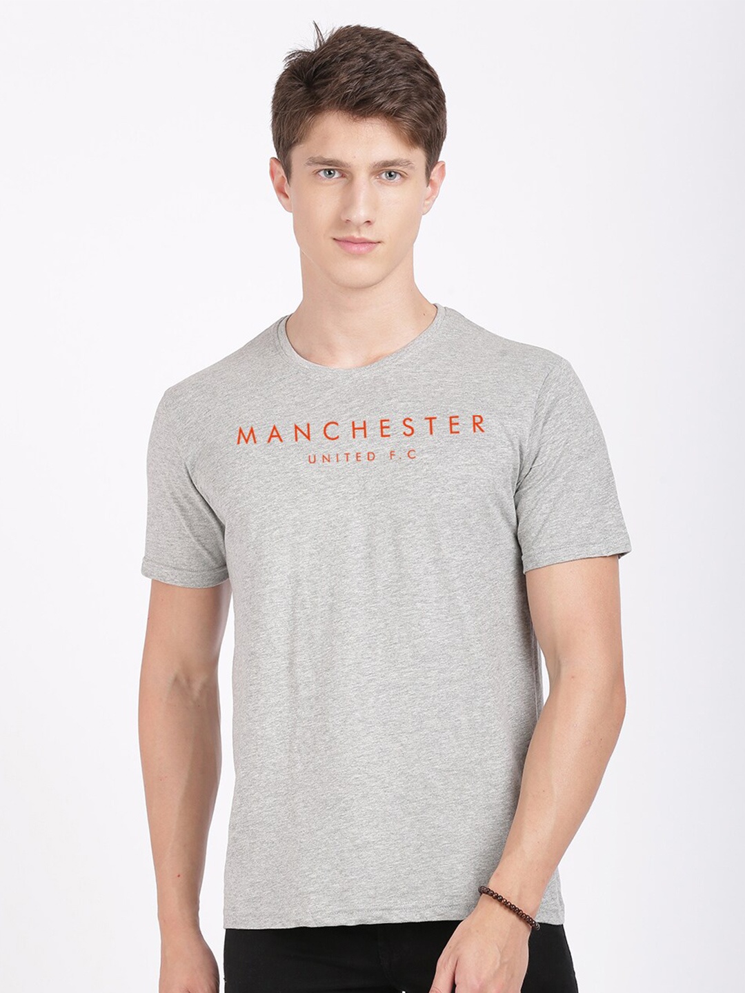

BLACK RADIO Men Typography Printed Slim Fit Cotton T-shirt, Grey