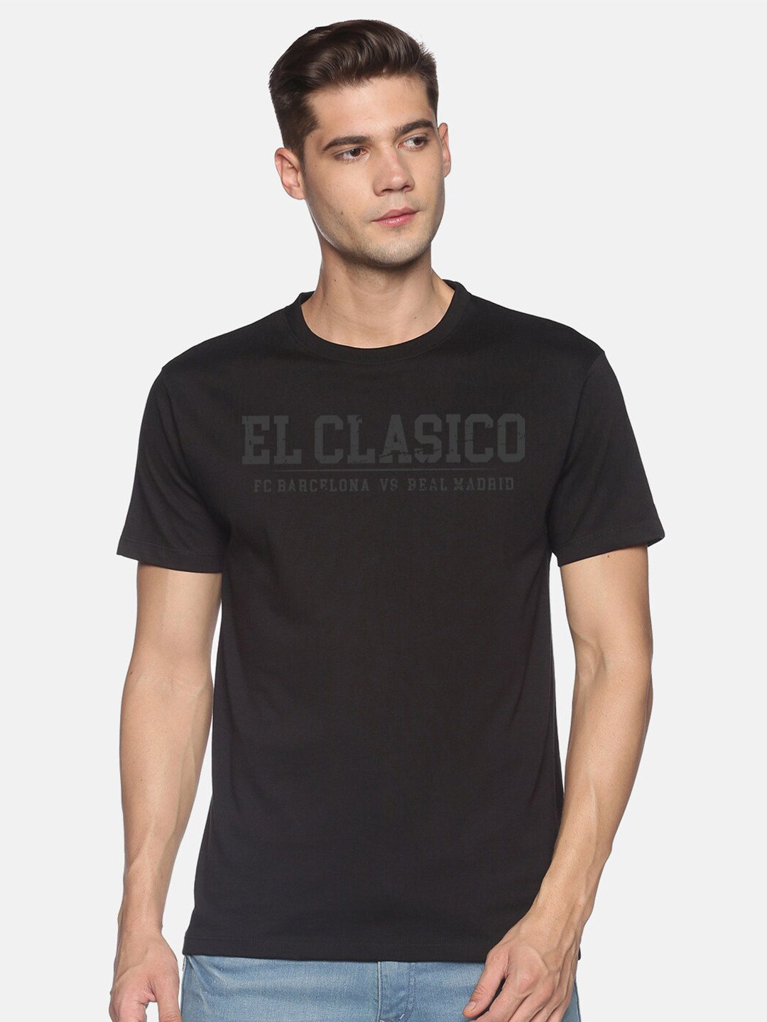 

BLACK RADIO Men Typography Printed Slim Fit Cotton T-shirt