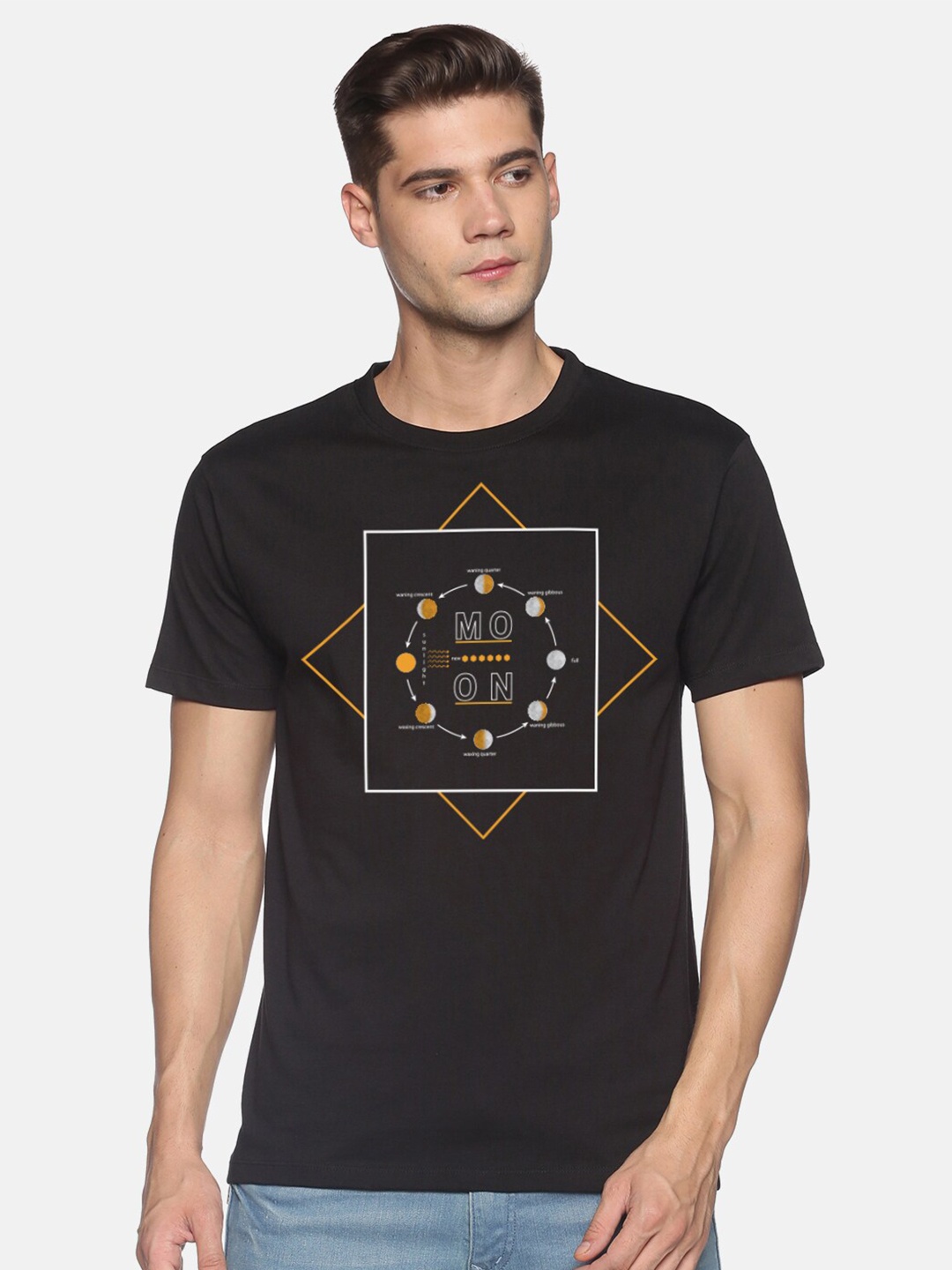

BLACK RADIO Men Typography Printed Slim Fit Cotton T-shirt