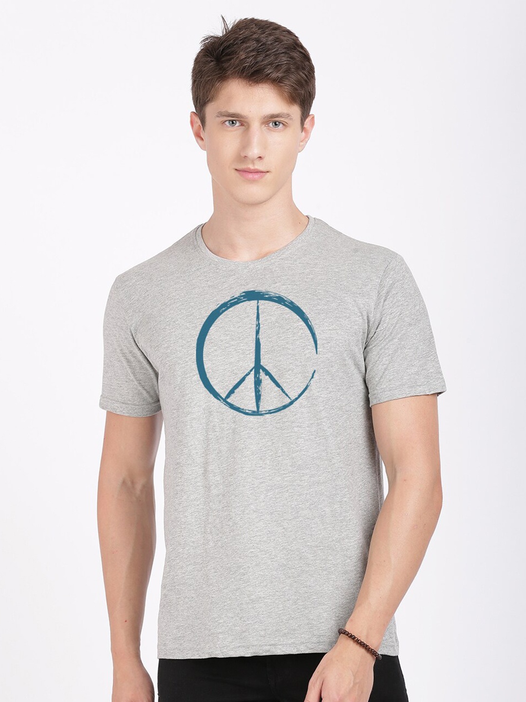 

BLACK RADIO Men Printed Slim Fit Cotton T-shirt, Grey