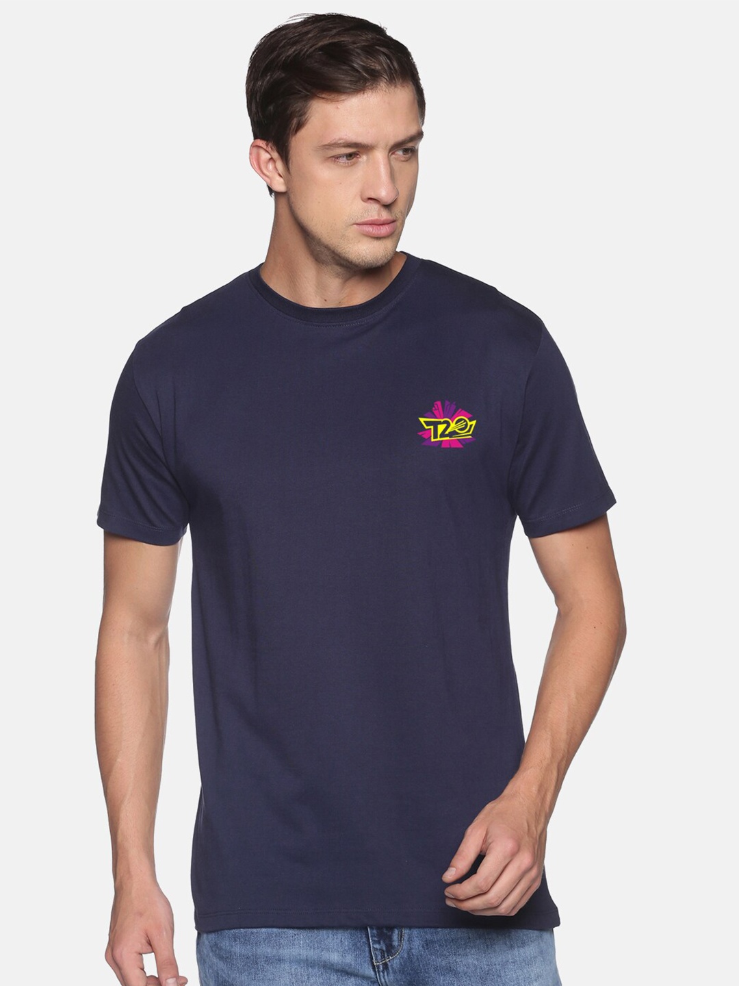 

BLACK RADIO Men Cotton T-shirt, Navy blue