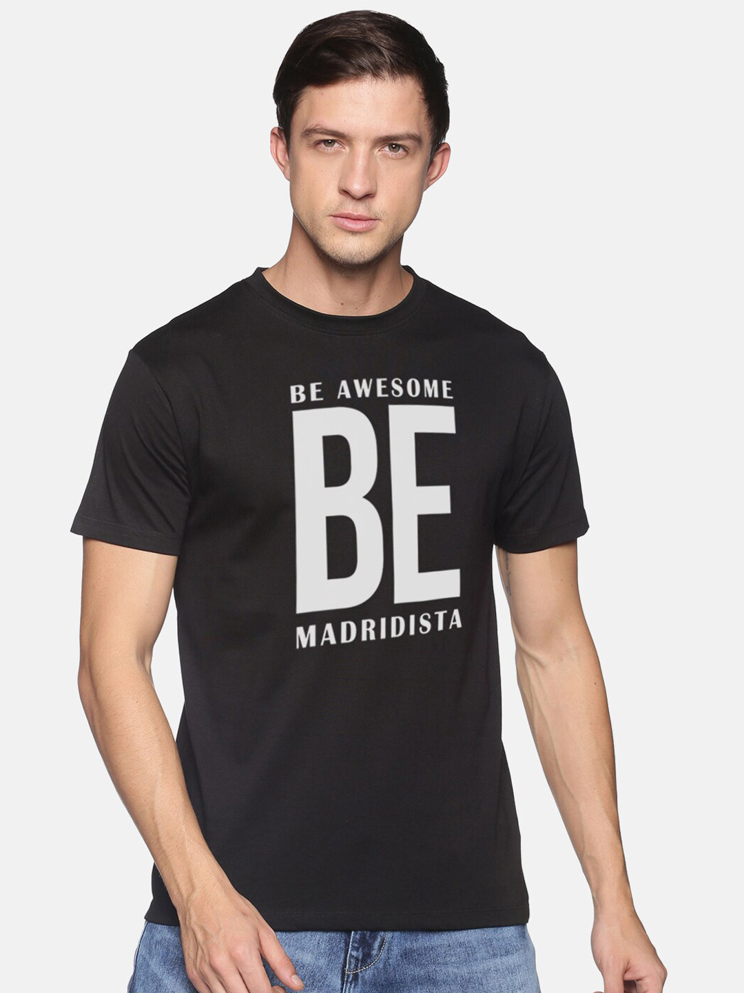 

BLACK RADIO Men Cotton Typography Printed T-shirt