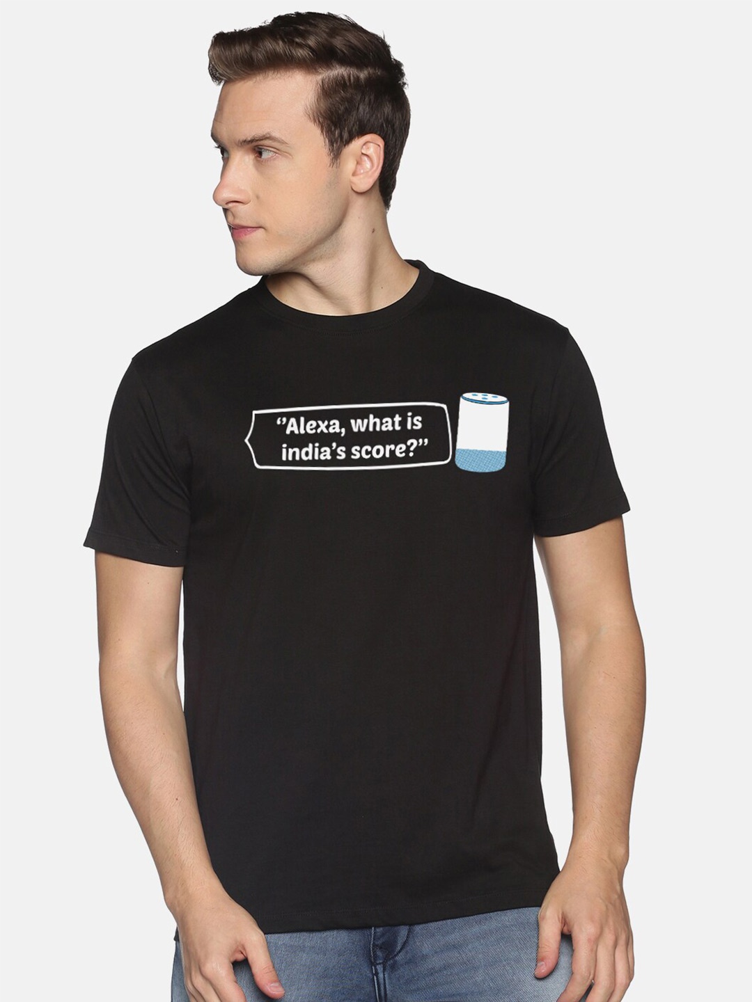 

BLACK RADIO Men Cotton Typography Printed T-shirt