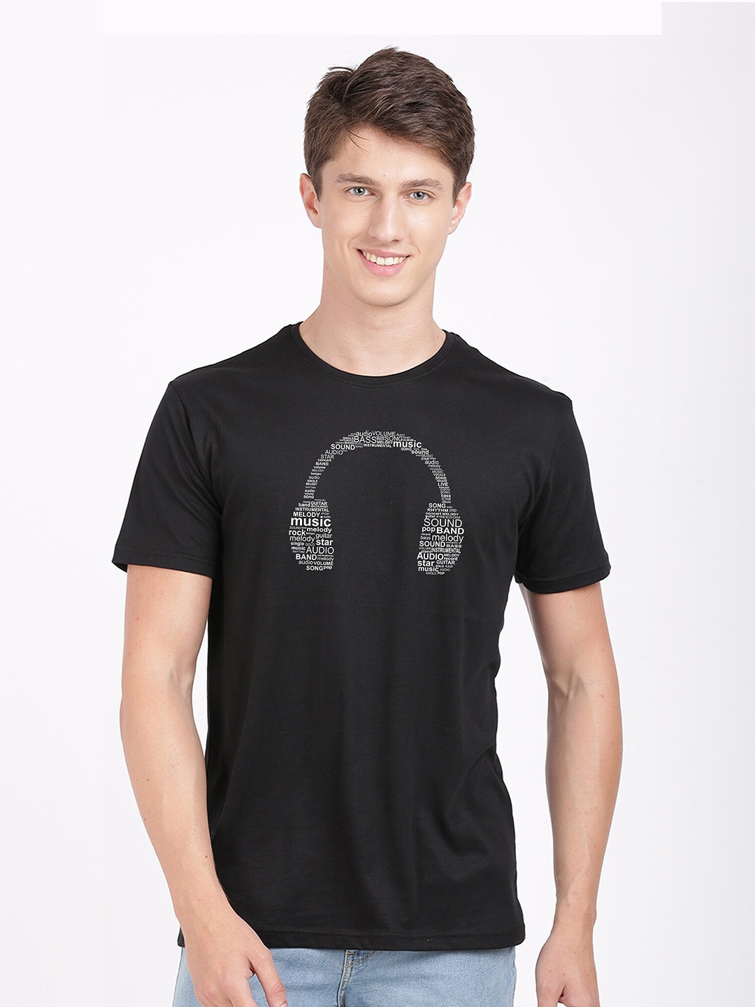 

BLACK RADIO Men Printed Round Neck Cotton T shirt