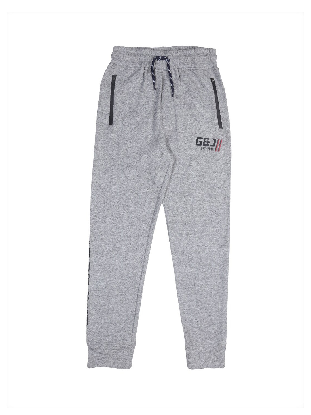 

Gini and Jony Boys Typography Printed Cotton Track Pants, Grey