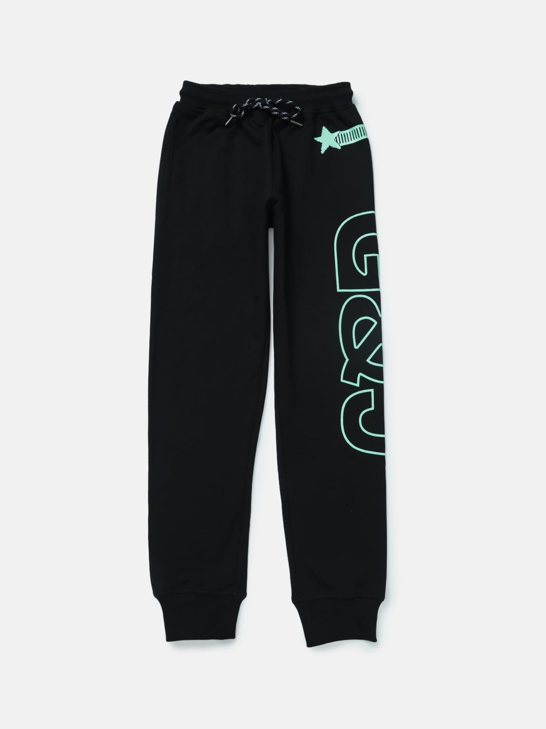 

Gini and Jony Boys Printed Cotton Joggers, Black