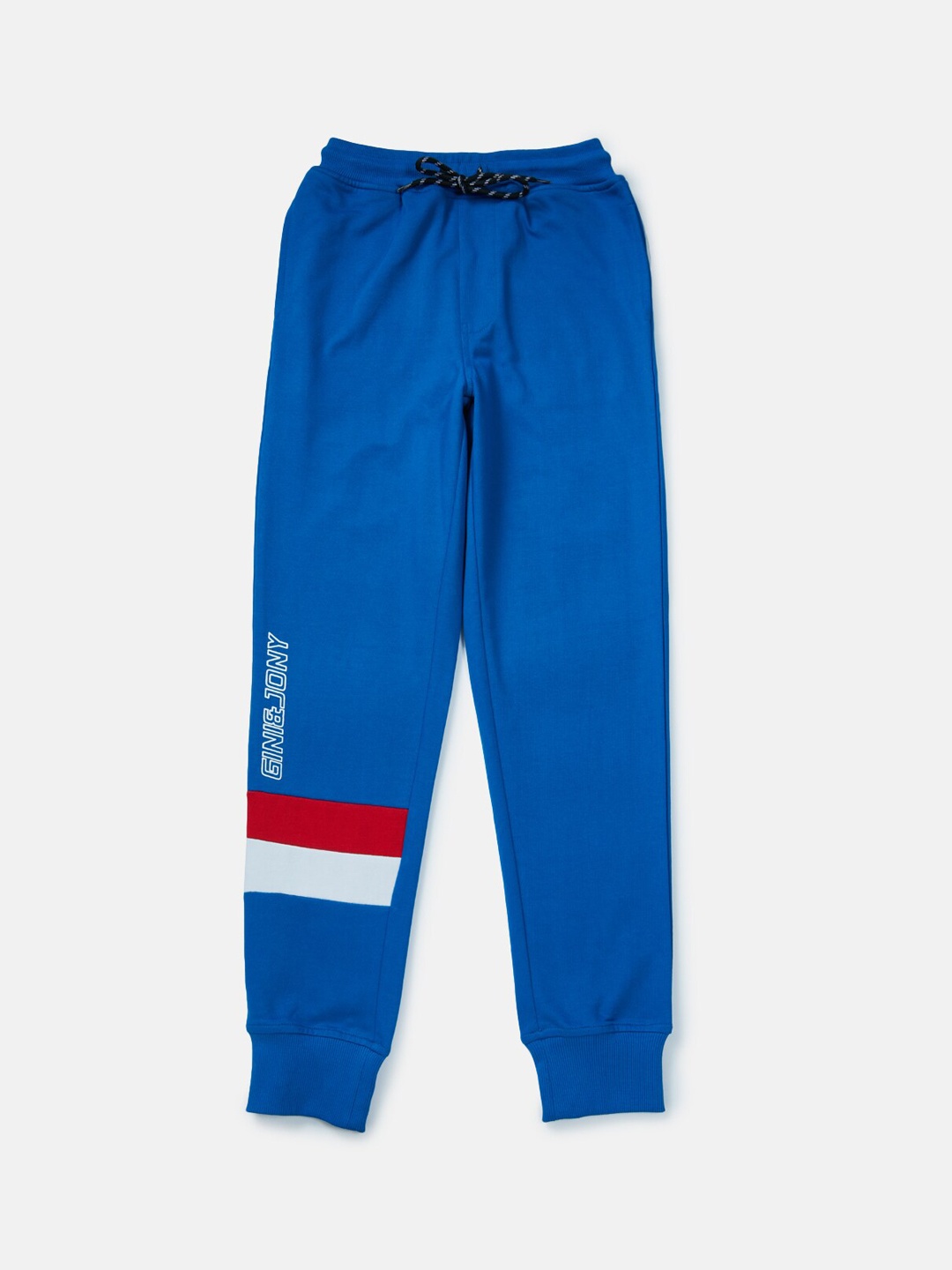 

Gini and Jony Boys Brand Logo Printed Cotton Jogger, Blue