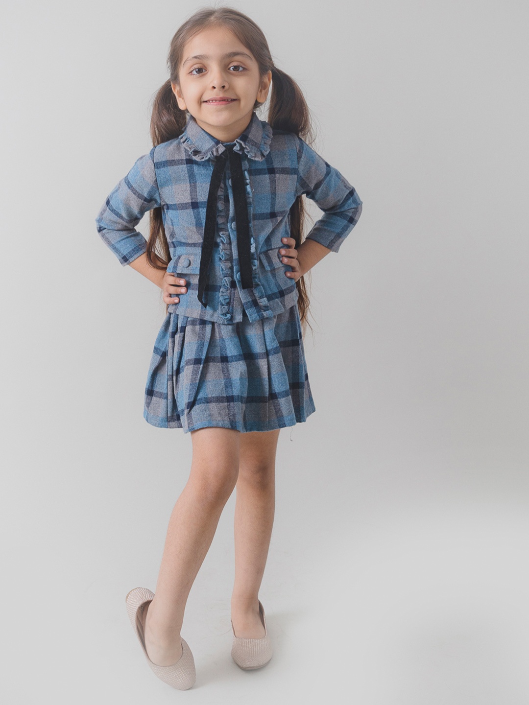 

Fairies Forever Girls Checked Top with Skirt, Blue