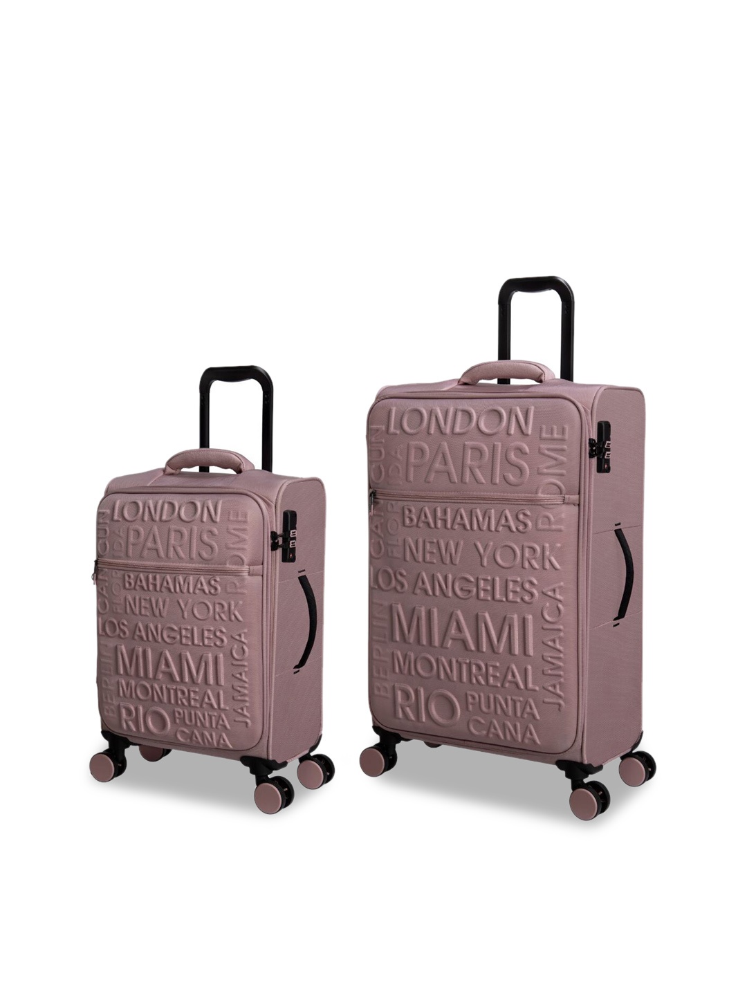 

IT luggage CityWide Set Of 2 Soft-Sided Textured Trolley Suitcase, Pink