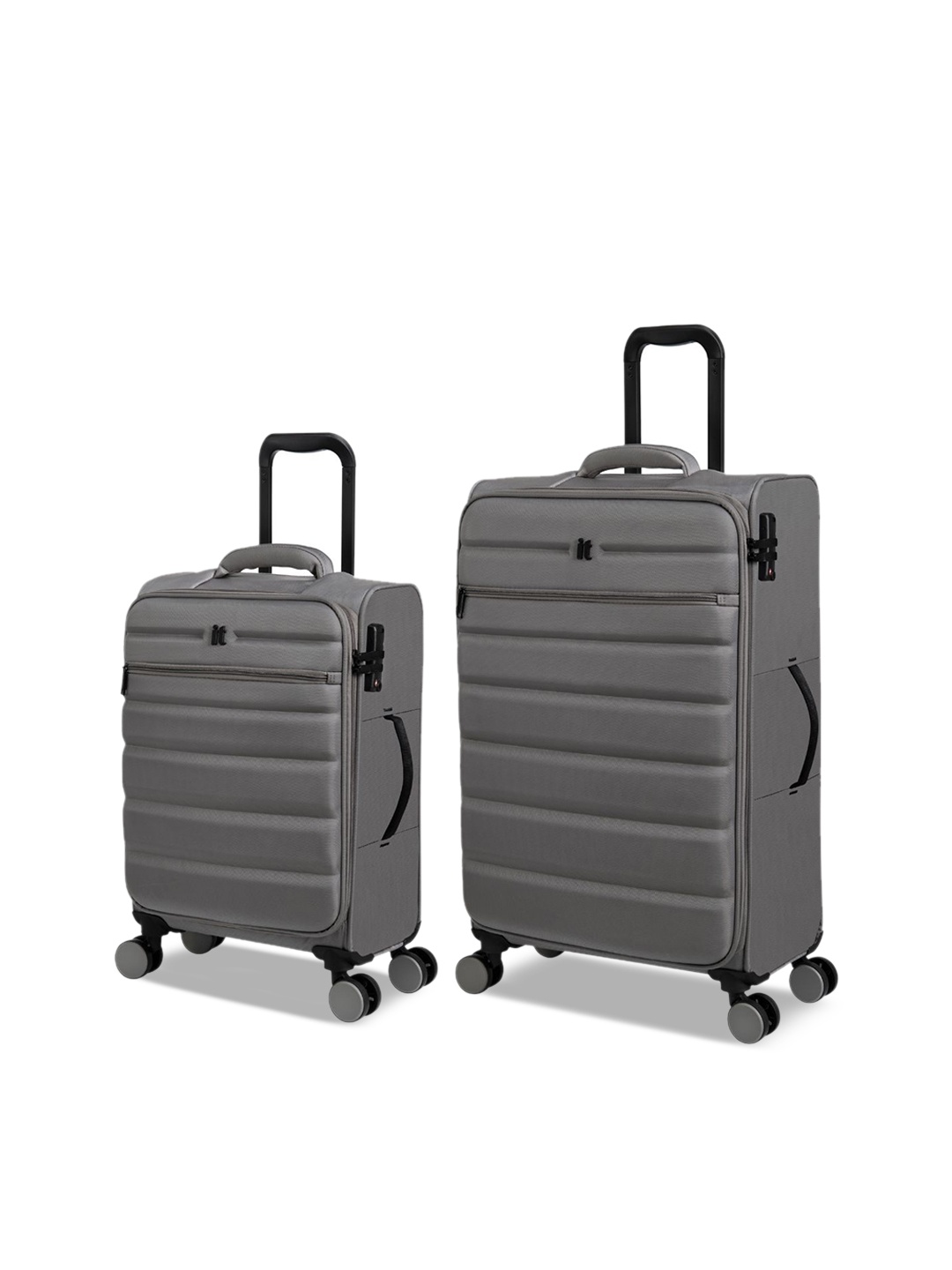 

IT luggage Set Of 2 Textured Soft-Sided Trolley Bag, Grey
