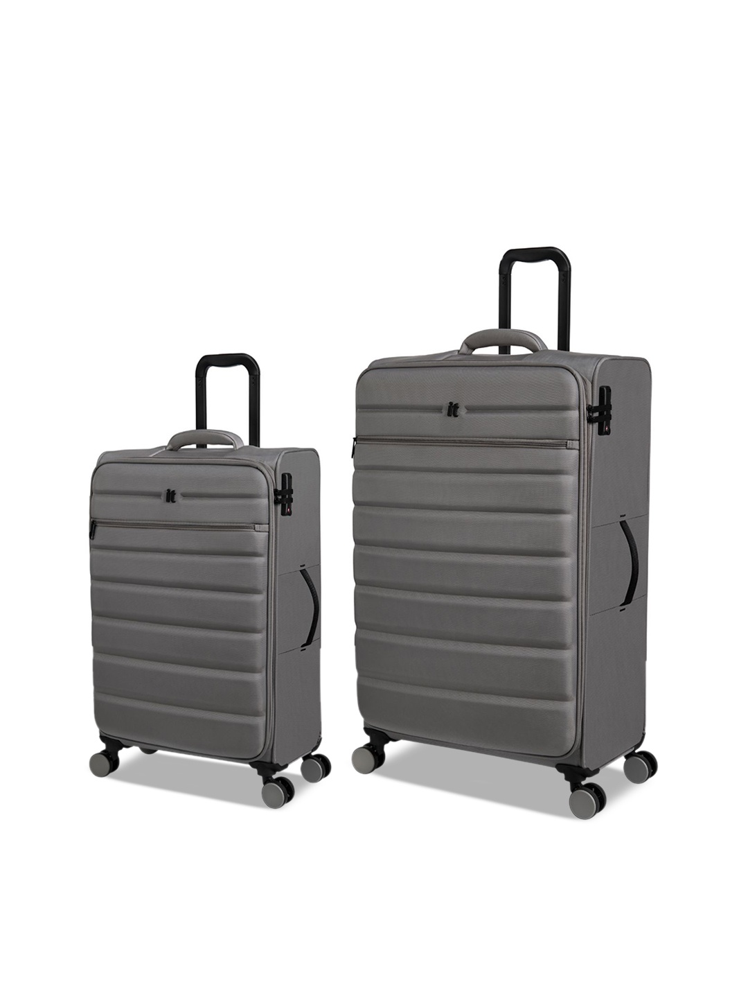 

IT luggage Set Of 2 Textured Hard-Sided Trolley Suitcases, Grey