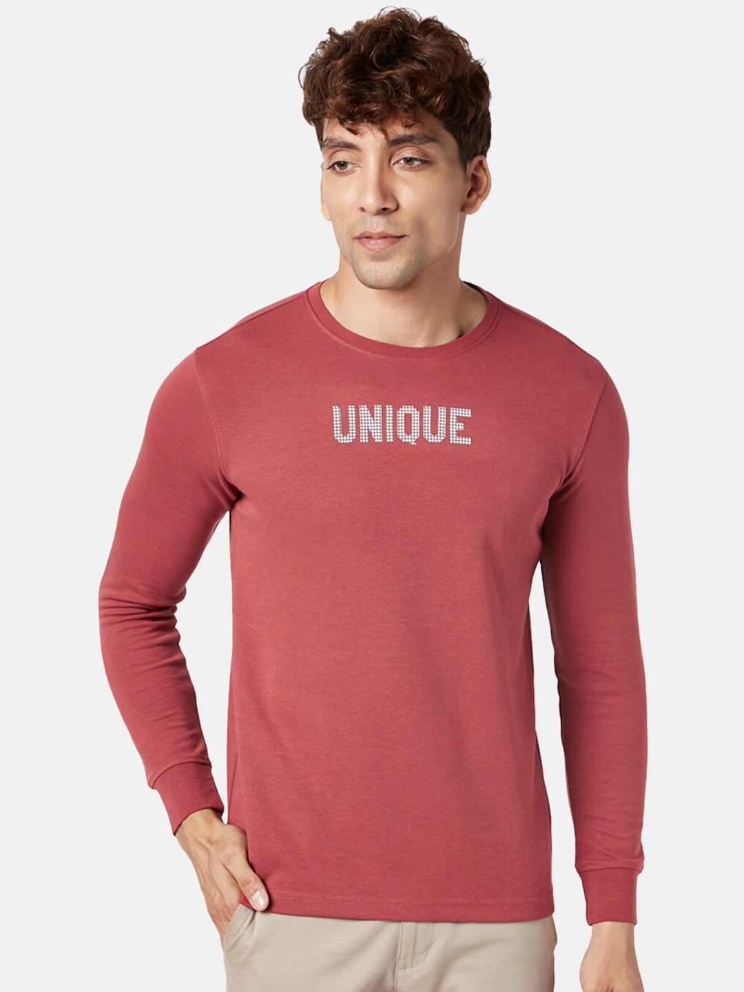 

BYFORD by Pantaloons Men Typography Printed Slim Fit T-shirt, Rust