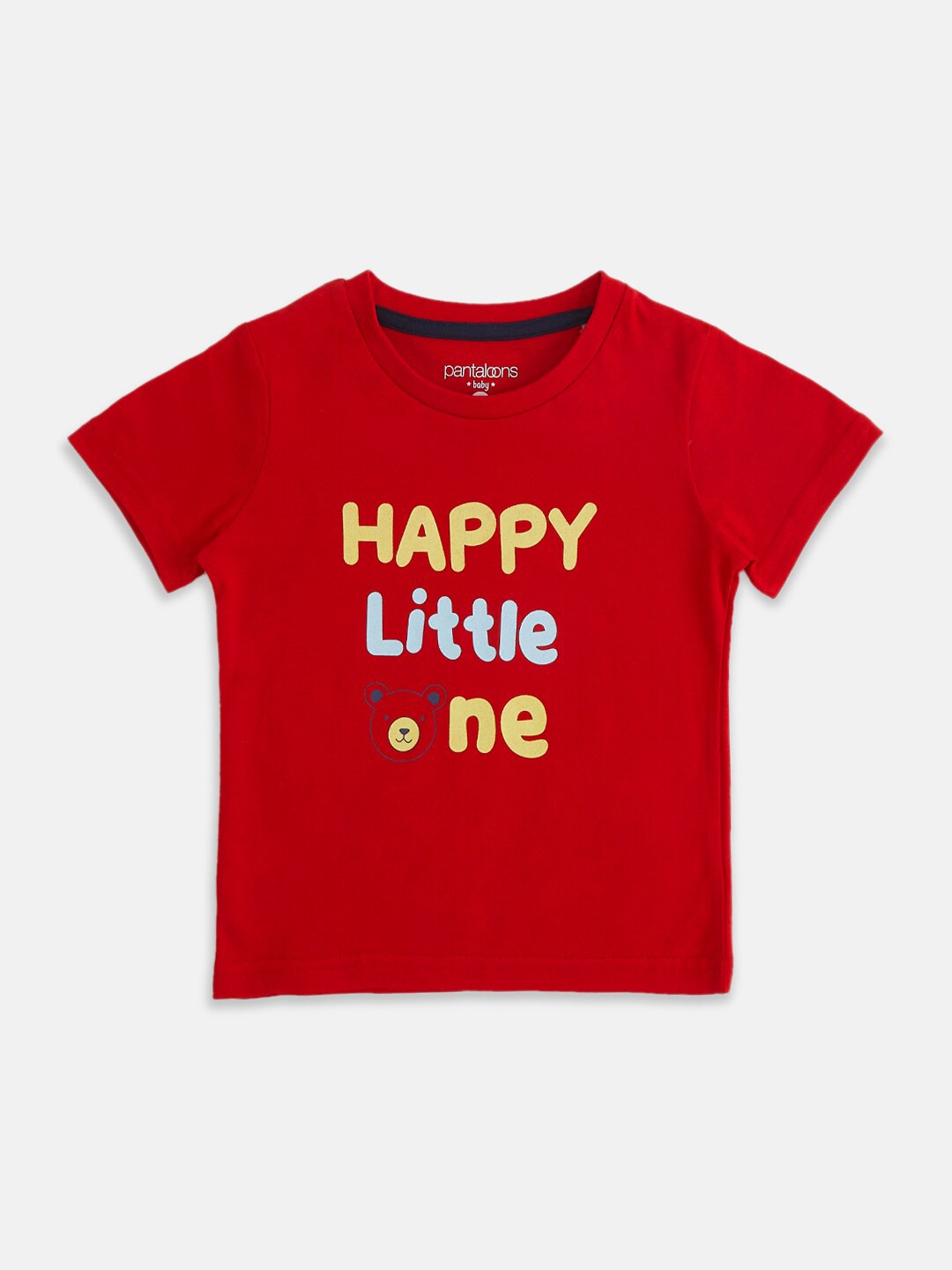 Pantaloons Baby Boys Typography Printed Cotton T-shirt, Red