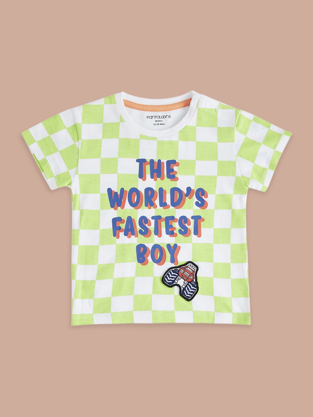 

Pantaloons Baby Boys Typography Printed Cotton T-shirt, Green