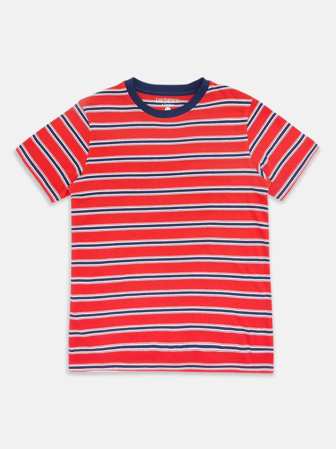 

Pantaloons Junior Boys Striped Cotton T-shirt, Red