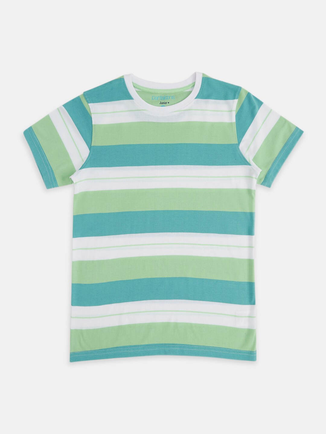 

Pantaloons Junior Boys Green Striped T-shirt