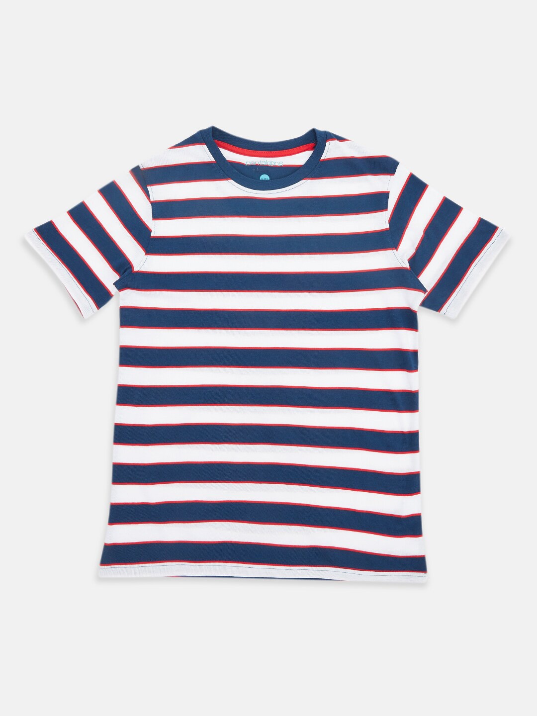 

Pantaloons Junior Boys Navy Blue & White Striped T-shirt