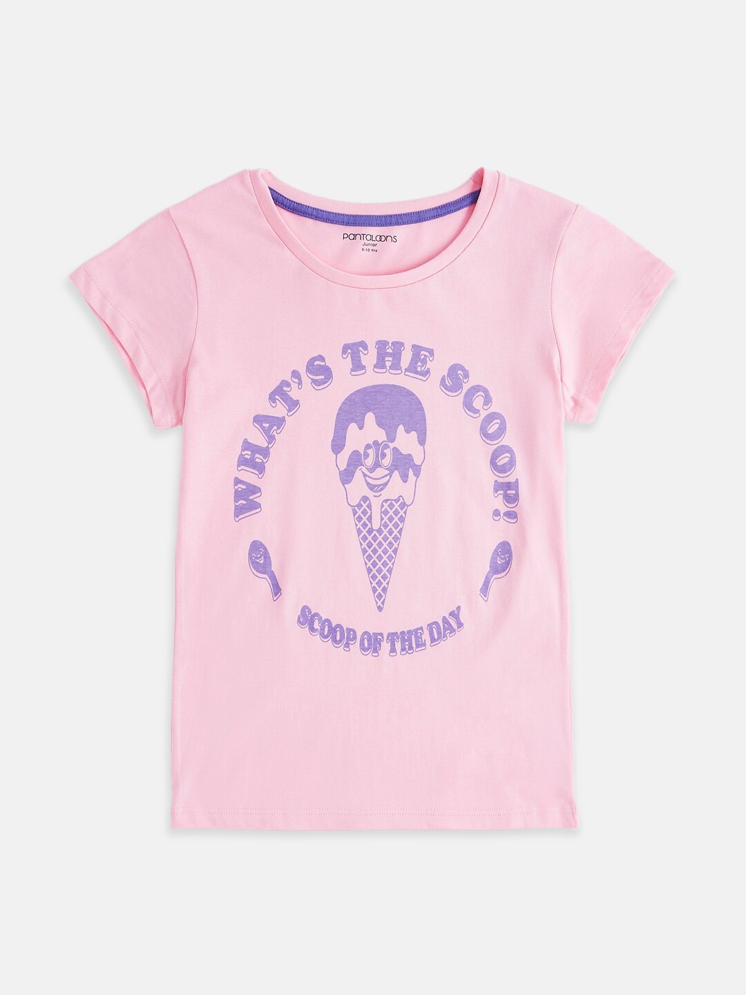 

Pantaloons Junior Girls Pink Typography Printed Cotton T-shirt