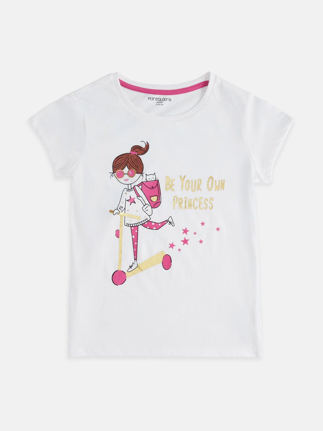 

Pantaloons Junior Girls Printed Cotton T-shirt, White