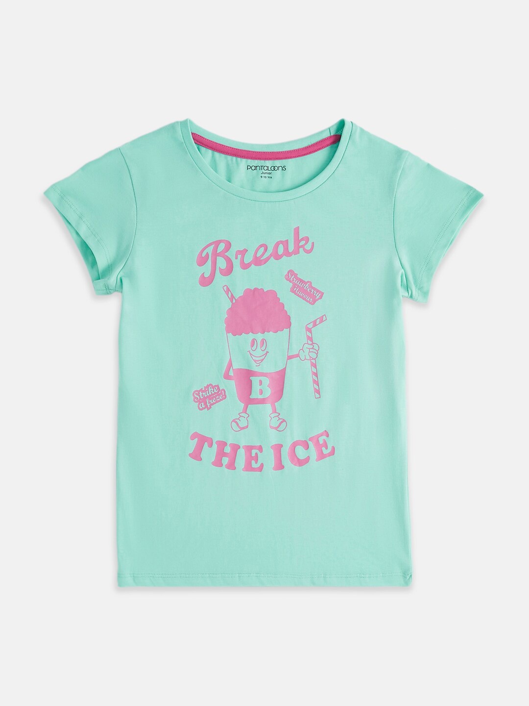 

Pantaloons Junior Girls Typography Printed Cotton T-shirt, Green