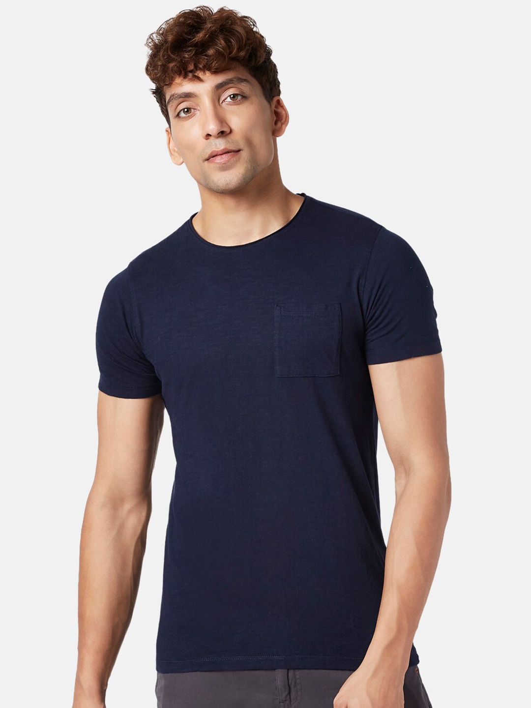 

Urban Ranger by pantaloons Men Slim Fit T-shirt, Navy blue