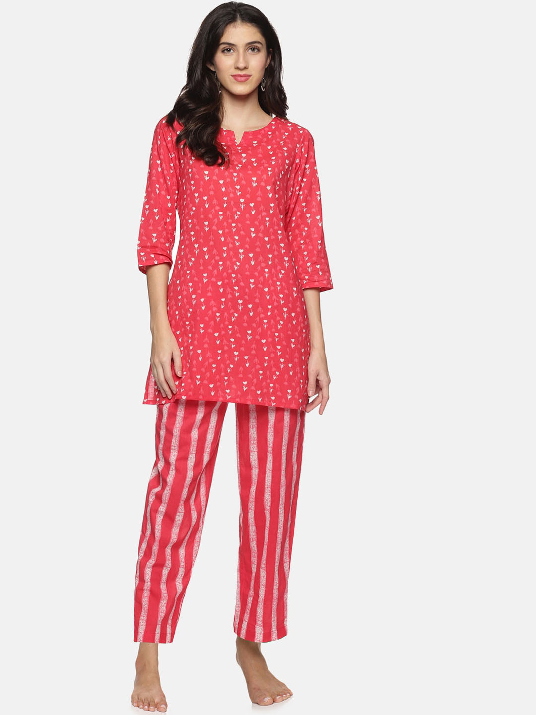 

Palakh Women Printed Night suit, Red