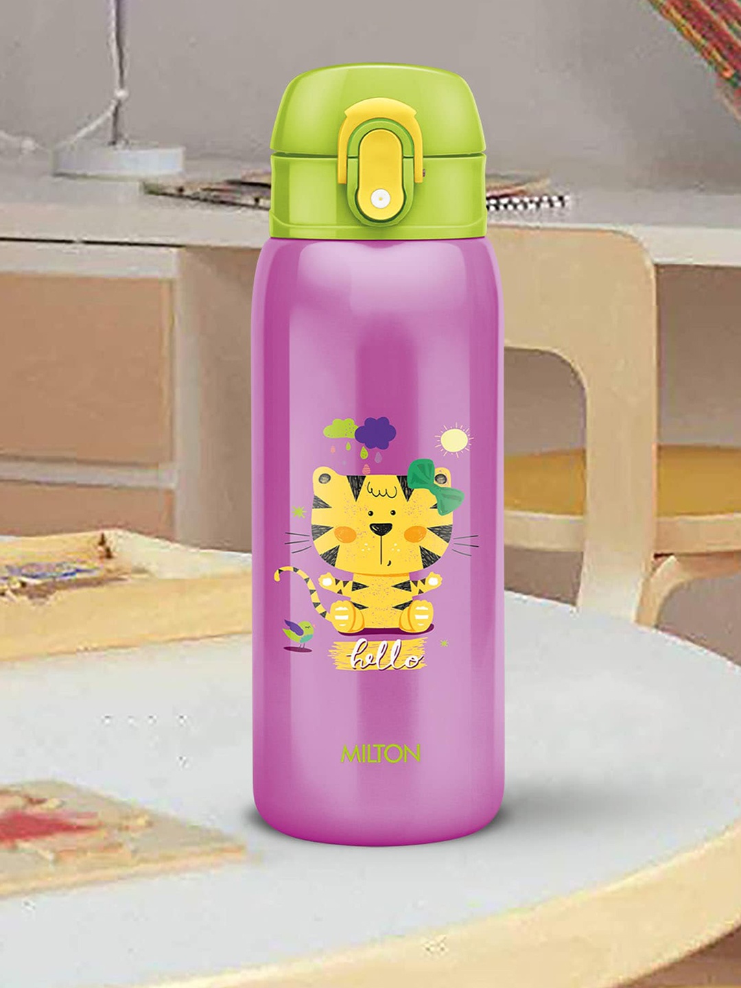 Milton Jolly Kids Purple Printed Hot and Cold 475 Thermosteel Sipper Water Bottle 390 ml