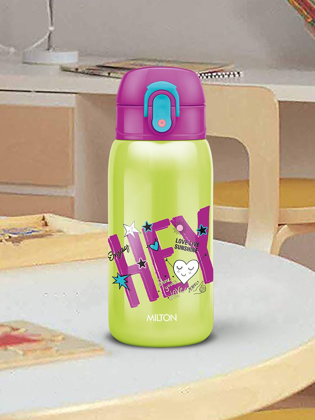 

Milton Jolly 375 Kids Green Printed Hot and Cold Thermosteel Sipper Water Bottle 300 ml