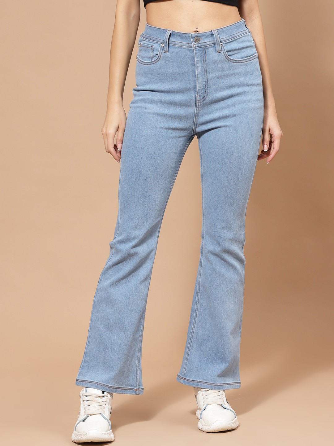 

KASSUALLY Women Blue Bootcut High-Rise Stretchable Jeans