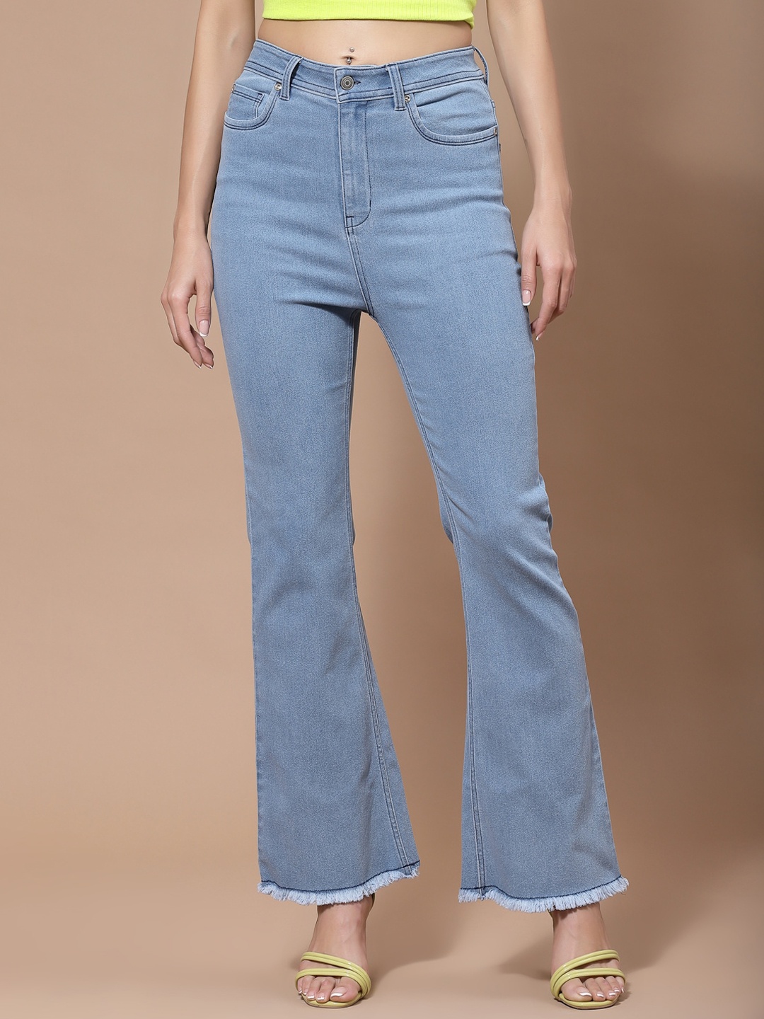 

KASSUALLY Women Blue Bootcut High-Rise Stretchable Jeans