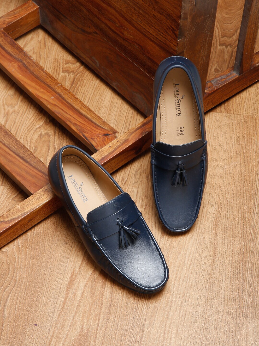 

LOUIS STITCH Men Leather Formal Loafers, Blue
