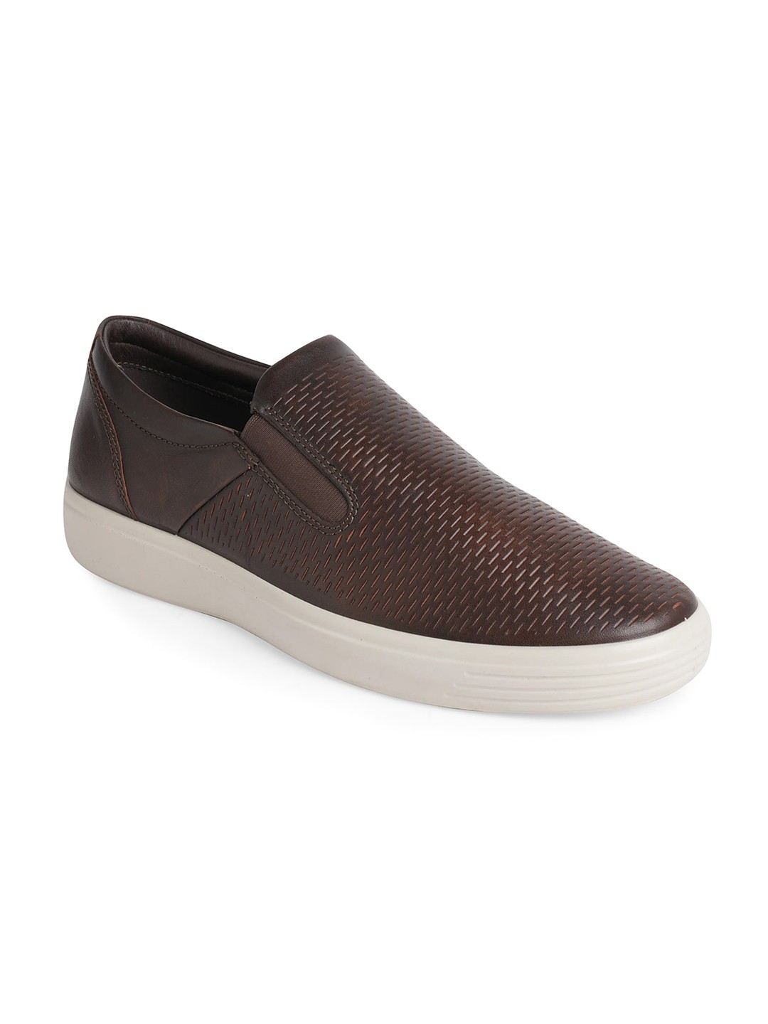 

ECCO Men Leather Slip-On Sneakers, Brown