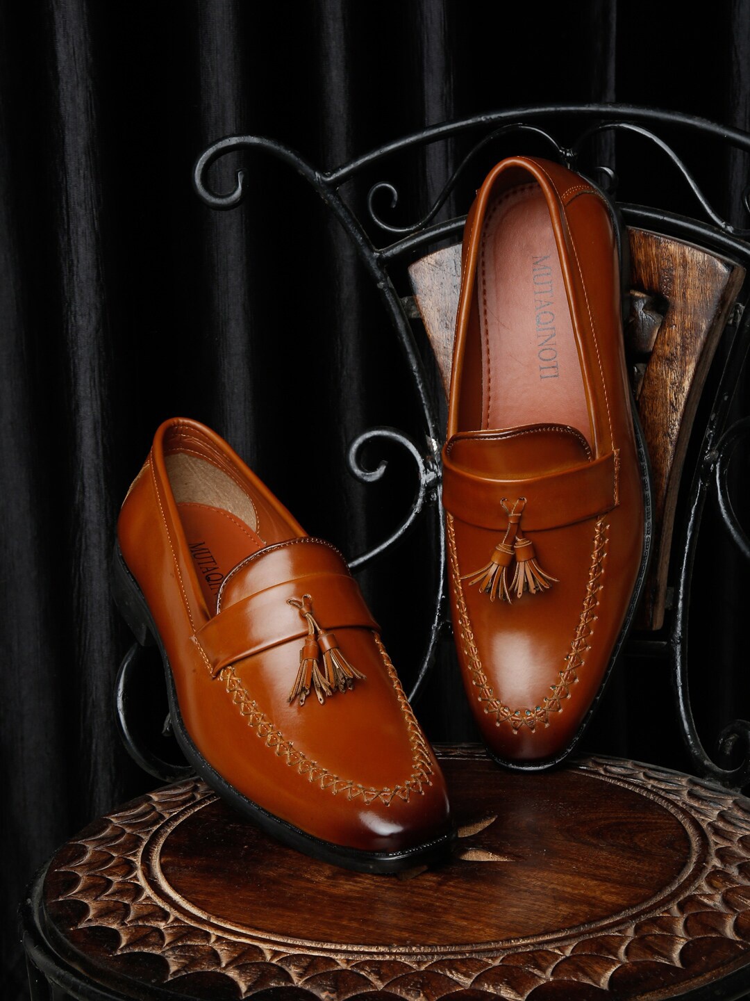 MUTAQINOTI Men Formal Loafers, Tan