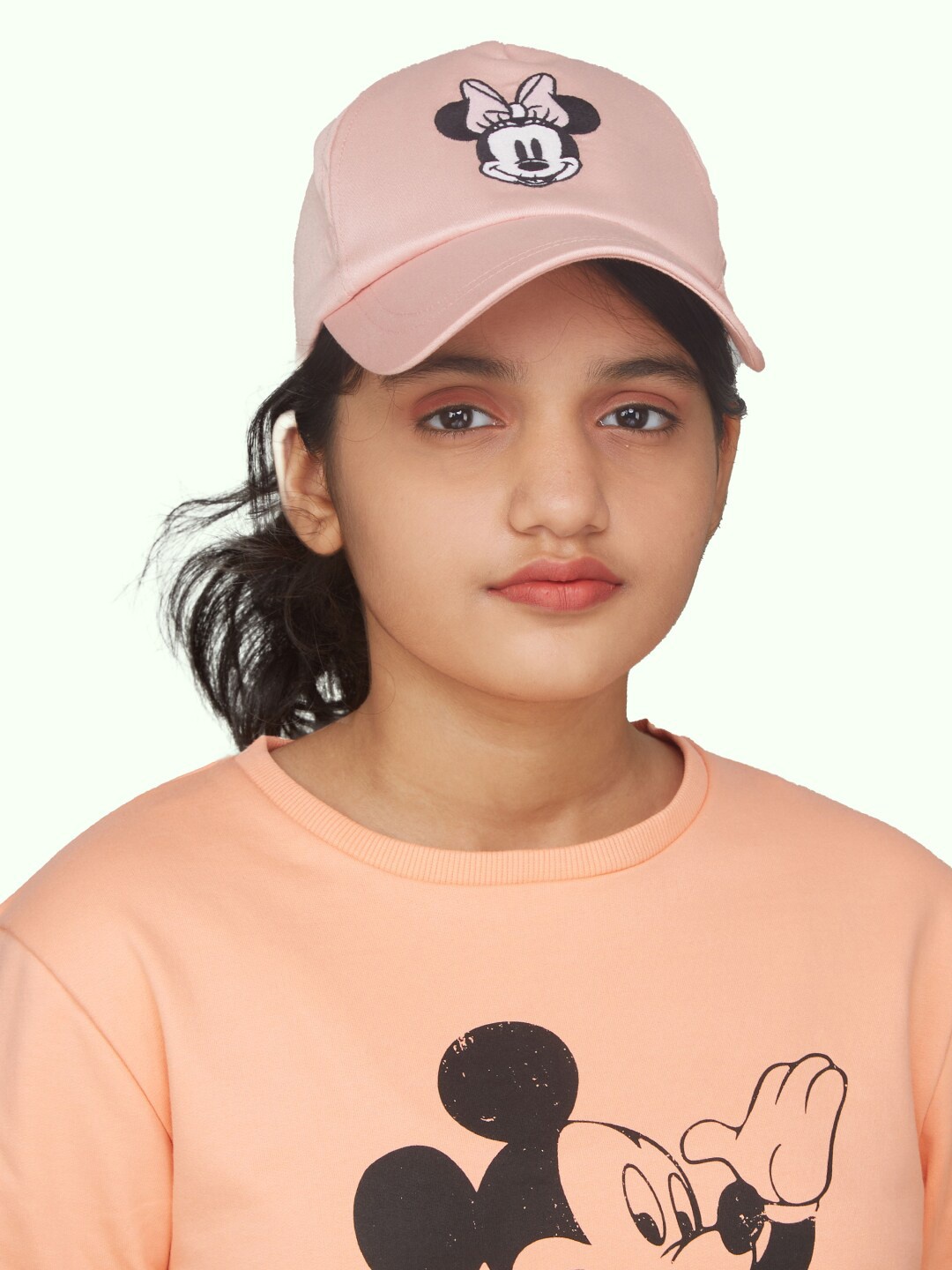 

Zalio Girls Minnie Mouse Printed Cotton Baseball Cap, Pink