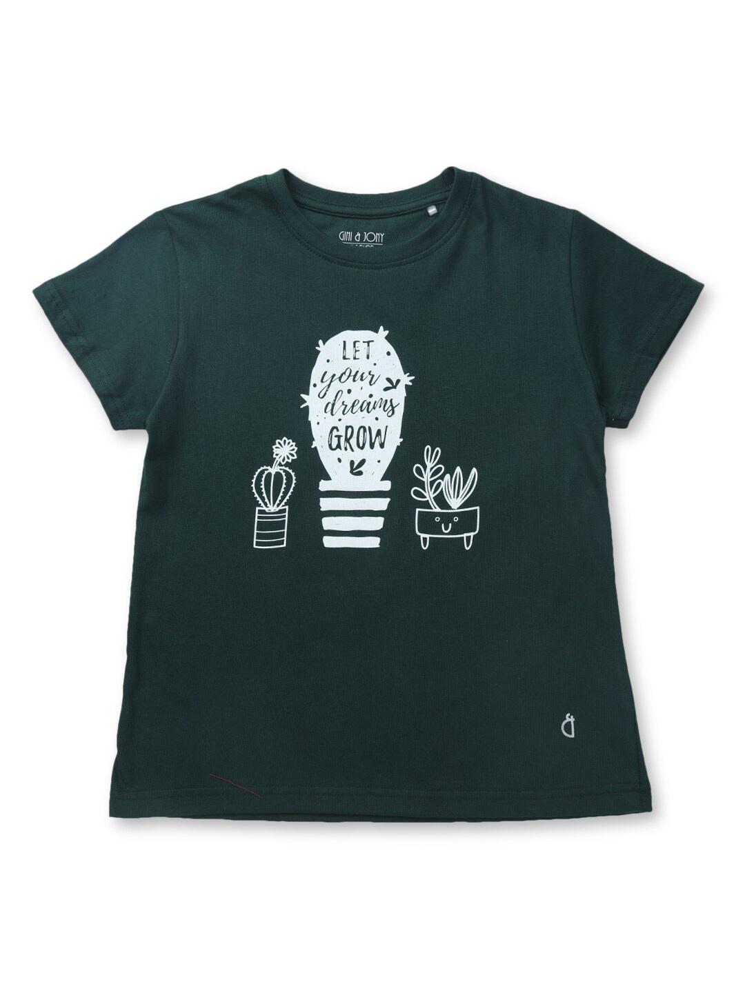 

Gini and Jony Girls Print Pure Cotton Top, Green