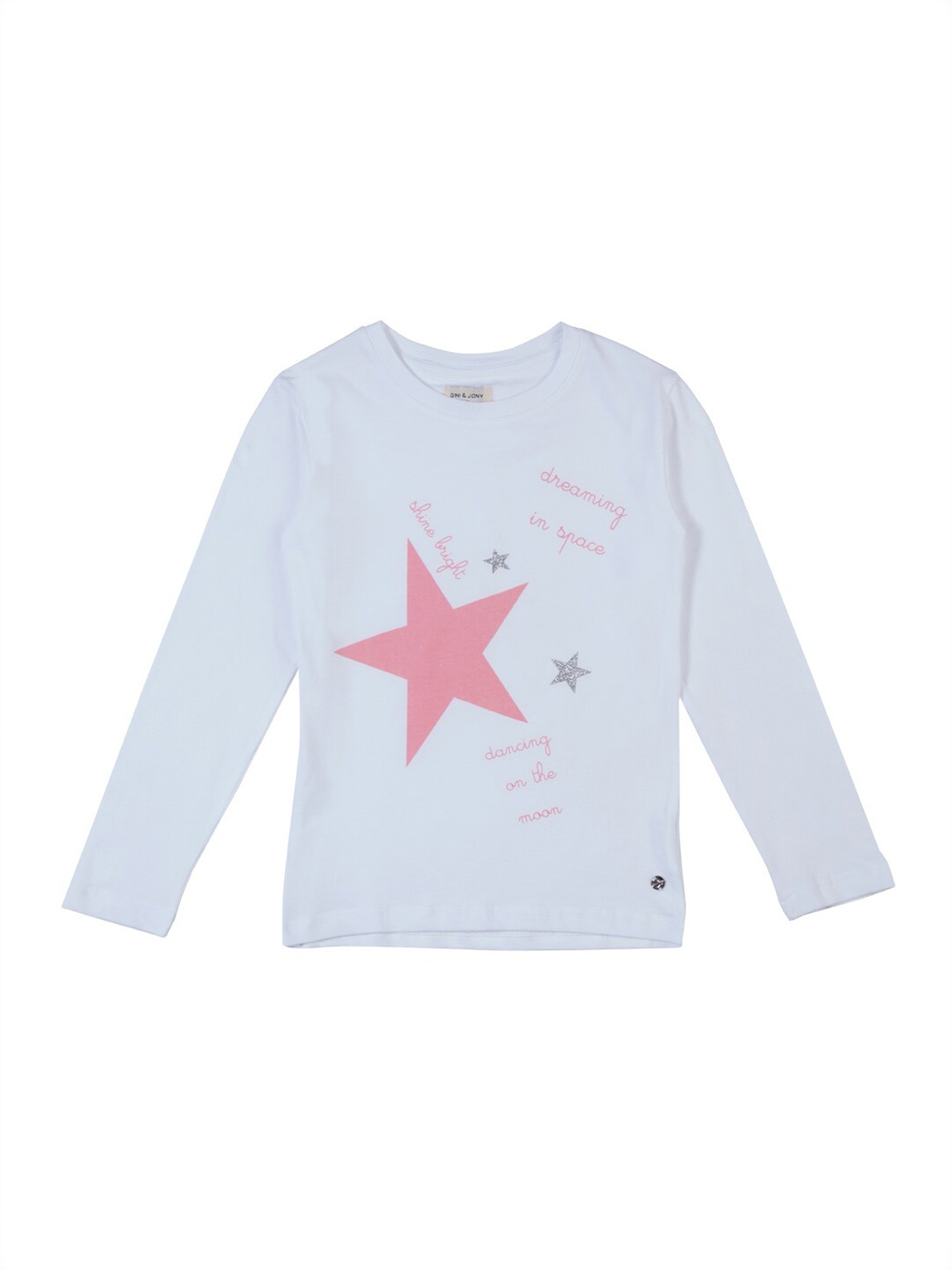 

Gini and Jony White & Peach-Coloured Print Top