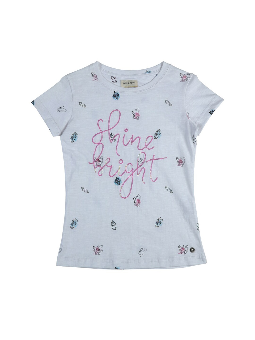 

Gini and Jony Girls Printed Top, White