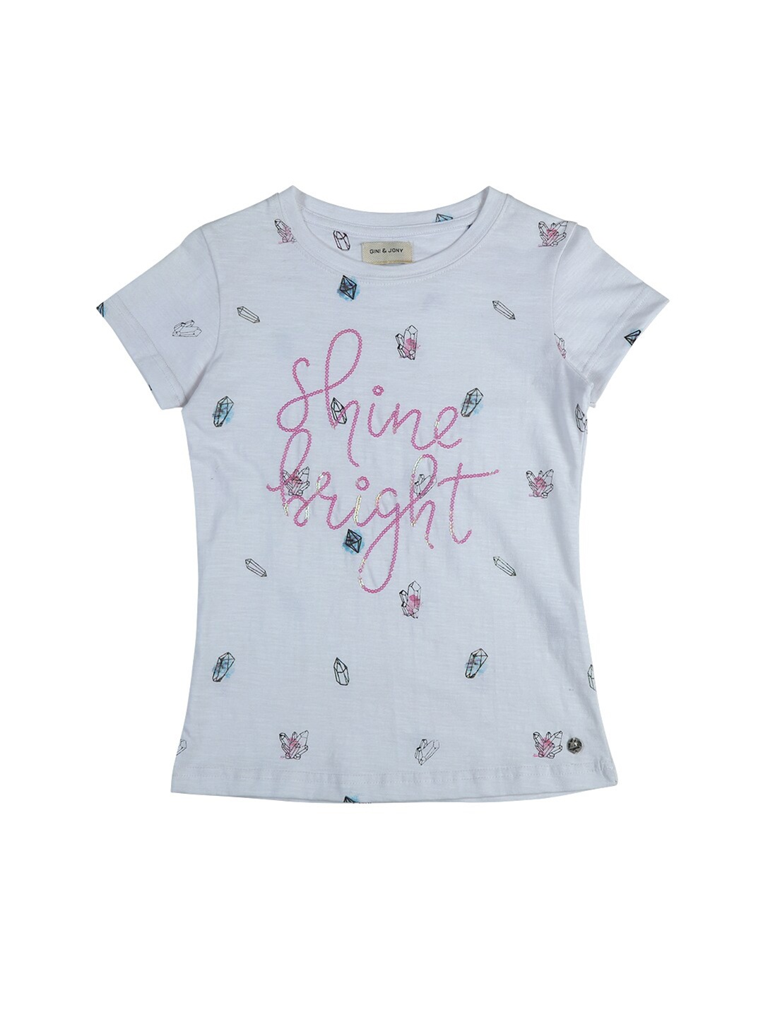 

Gini and Jony Girls Printed T-shirt, White