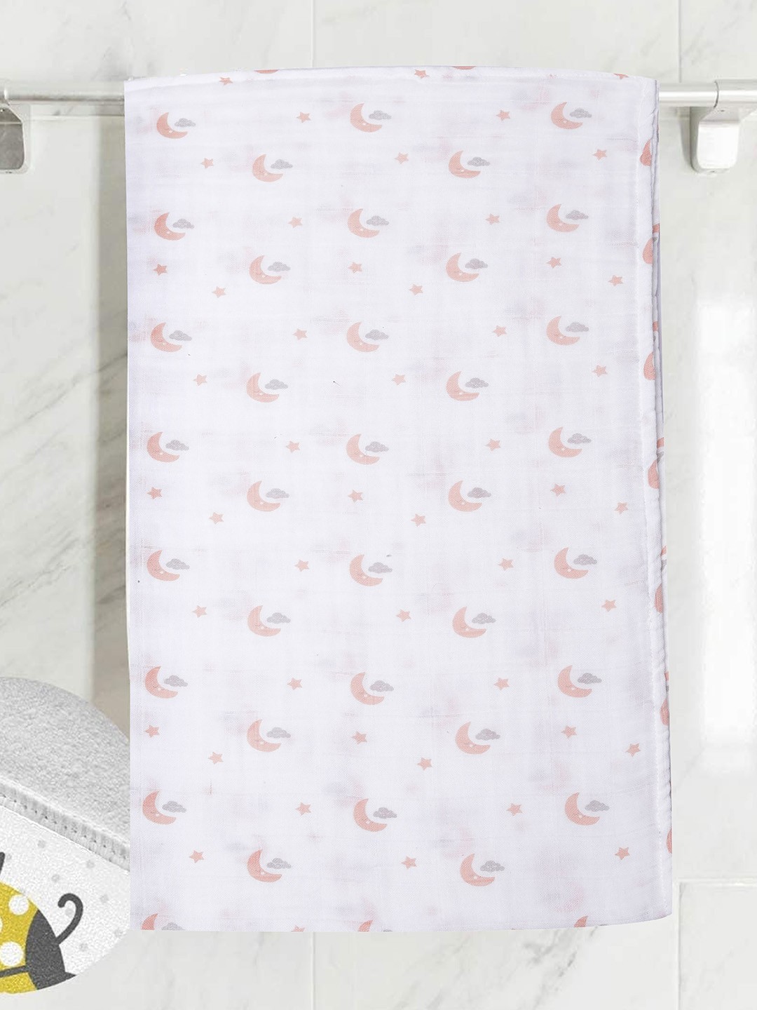 

The Chennai Silks Mini Chic Set Of 2 100% Muslin Cotton Baby Swaddle Wrappers & Bath Towel, White