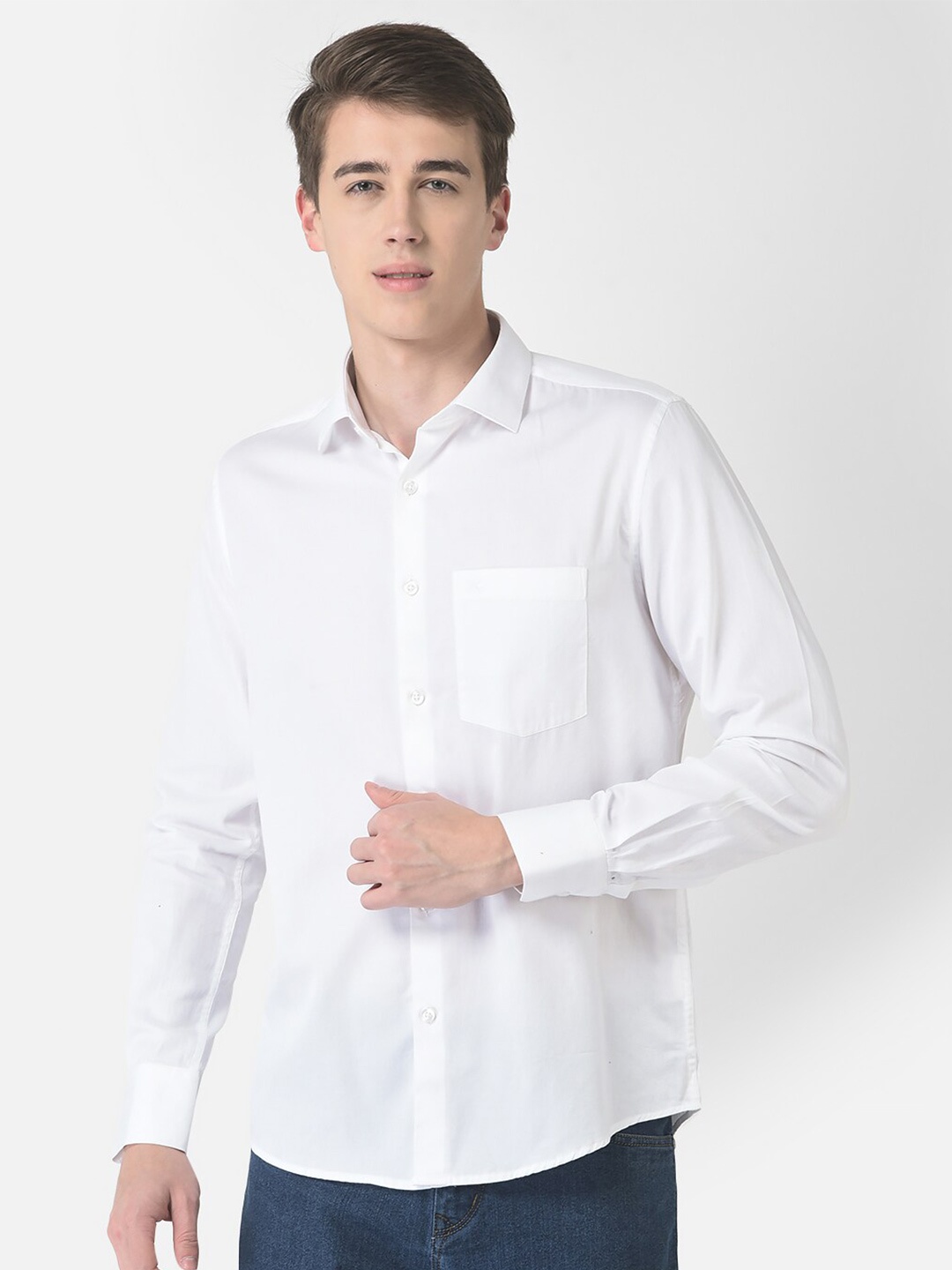 

Crimsoune Club Men Slim Fit Cotton Casual Shirt, White
