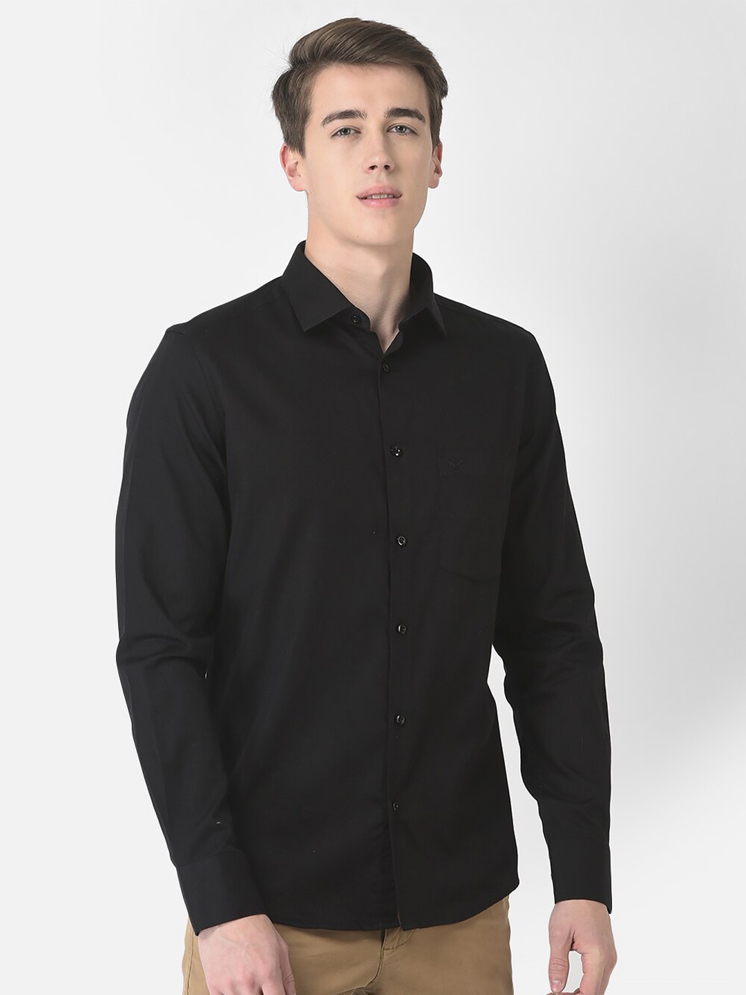 

Crimsoune Club Men Slim Fit Cotton Casual Shirt, Black