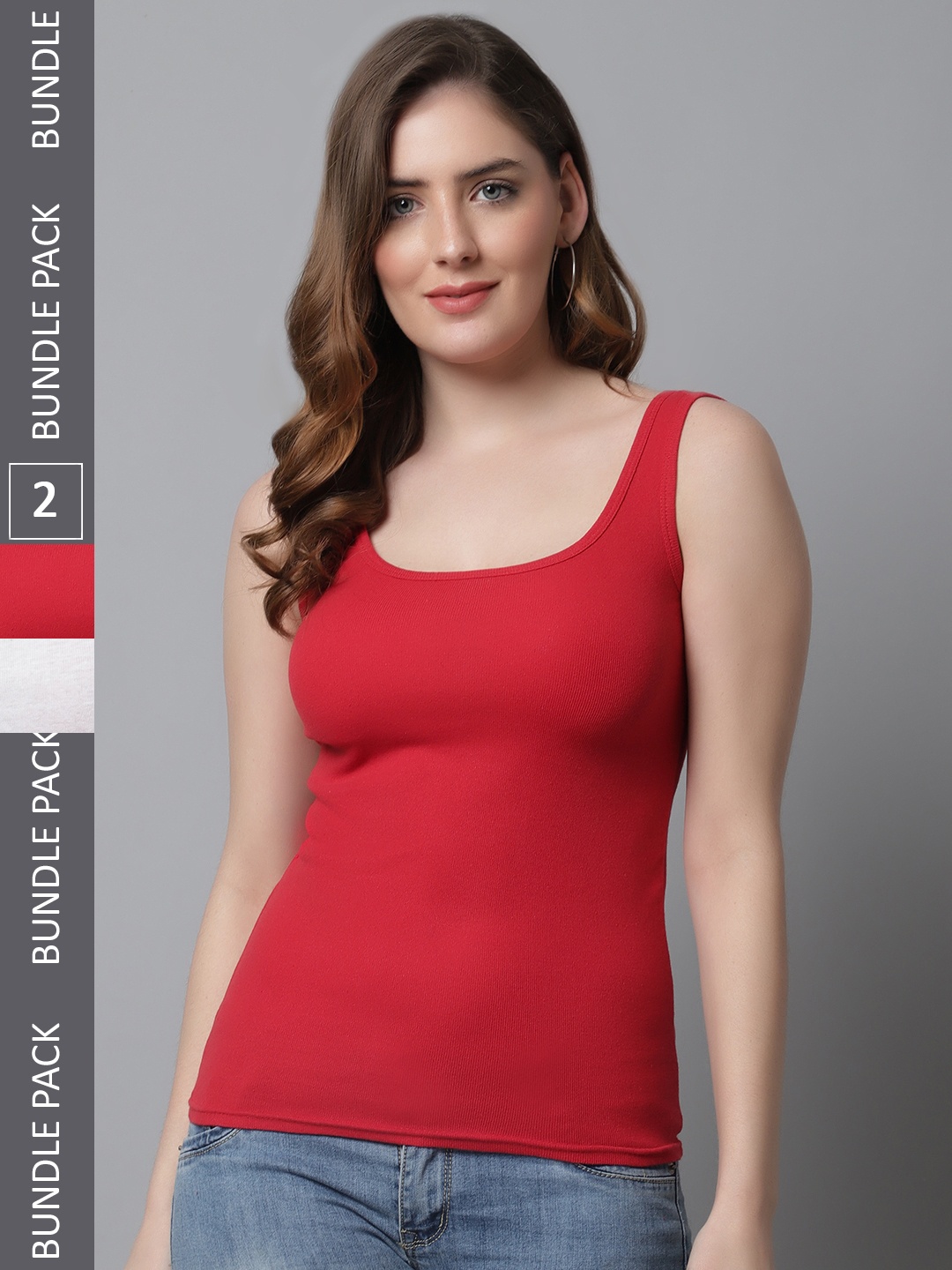 

KEX Pack Of 2 Cotton Tank Top, Red