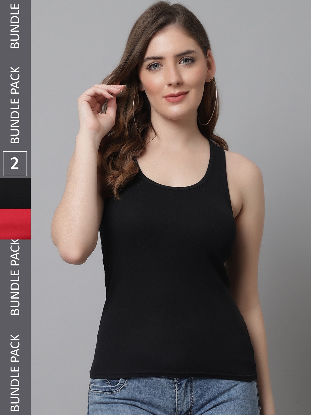 

KEX Pack Of 2 Cotton Tank Top, Black