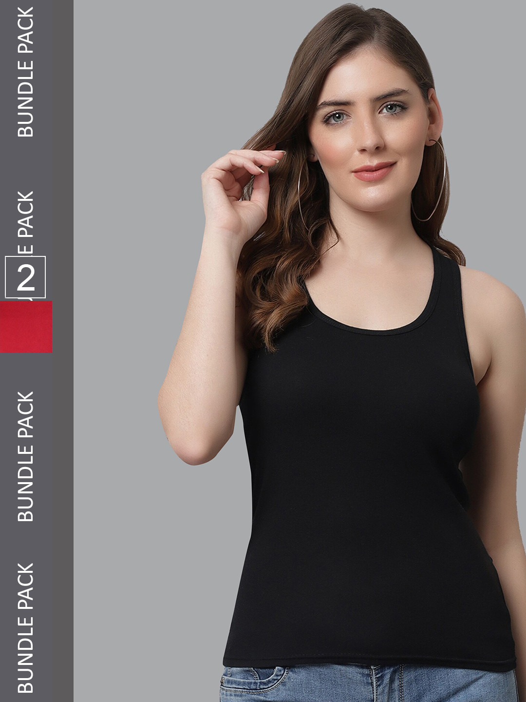 

KEX Women Pack Of 2 Cotton Tank Top Camisoles, Red