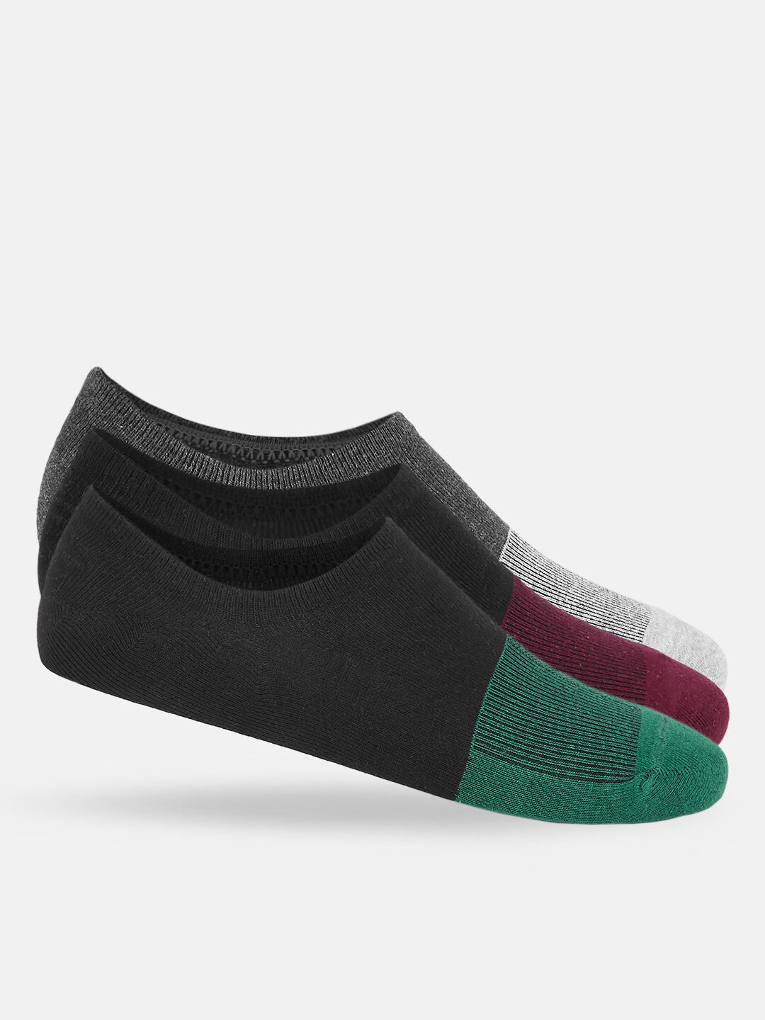 

Ajile by Pantaloons Pack Of 3 Colour Blocked Shoe-Liners Socks, Green