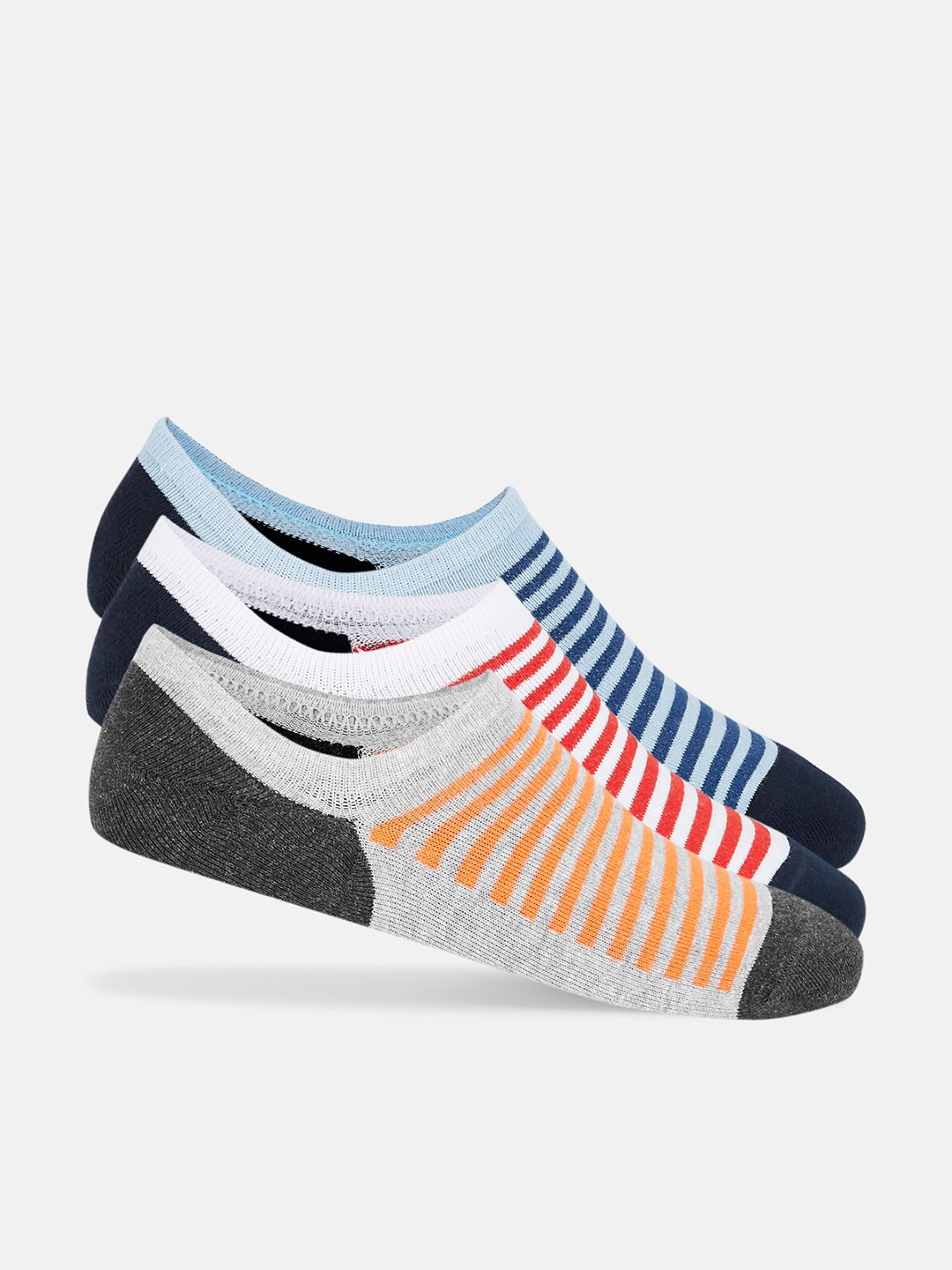 

Ajile by Pantaloons Men Pack Of 3 Striped Shoe Liner Socks, Blue