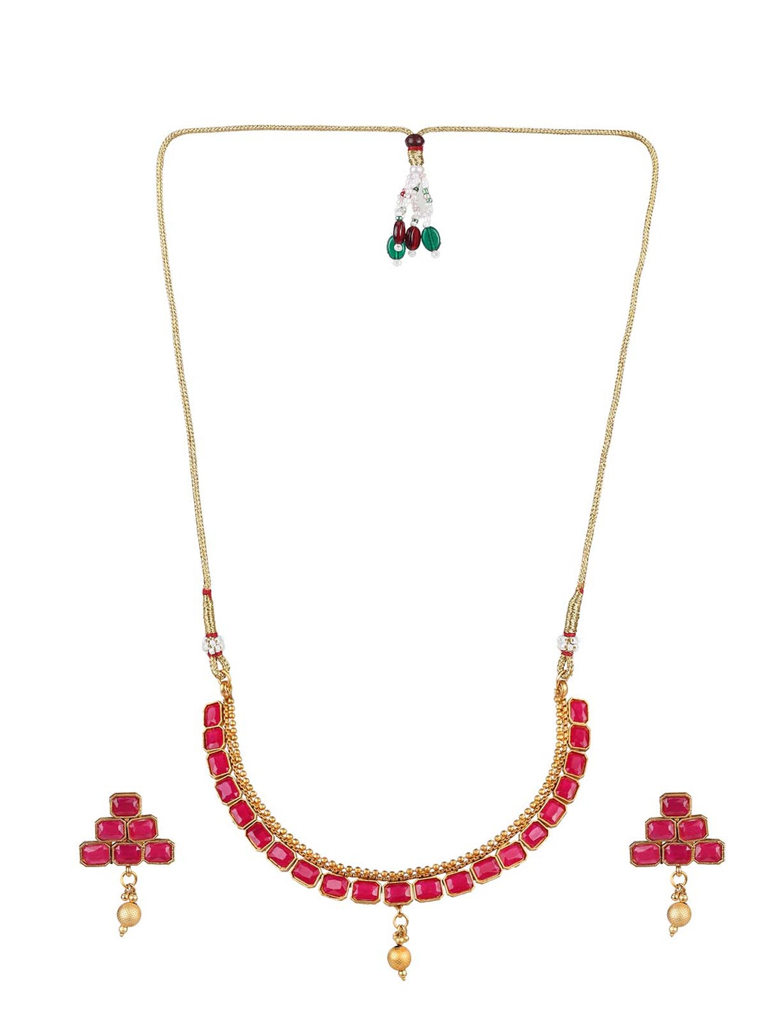 

MAD CLUB Gold Plated Choker Necklace Set, Red