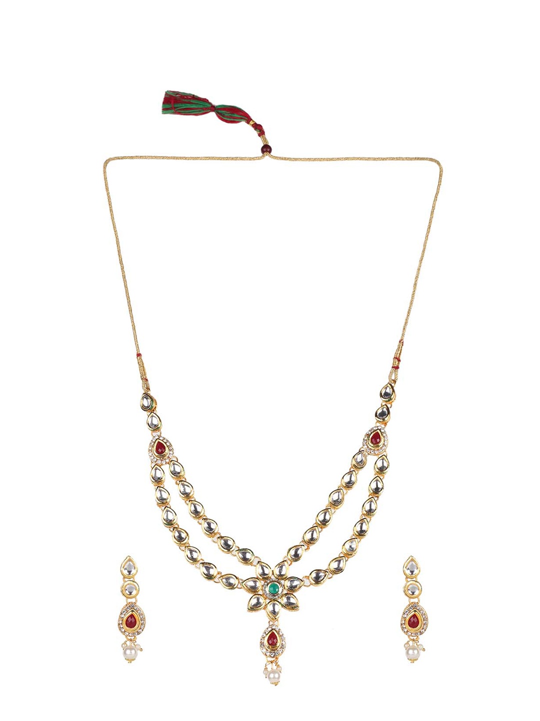 

MAD CLUB Gold-Plated Kundan Studded & Beaded Jewellery Set